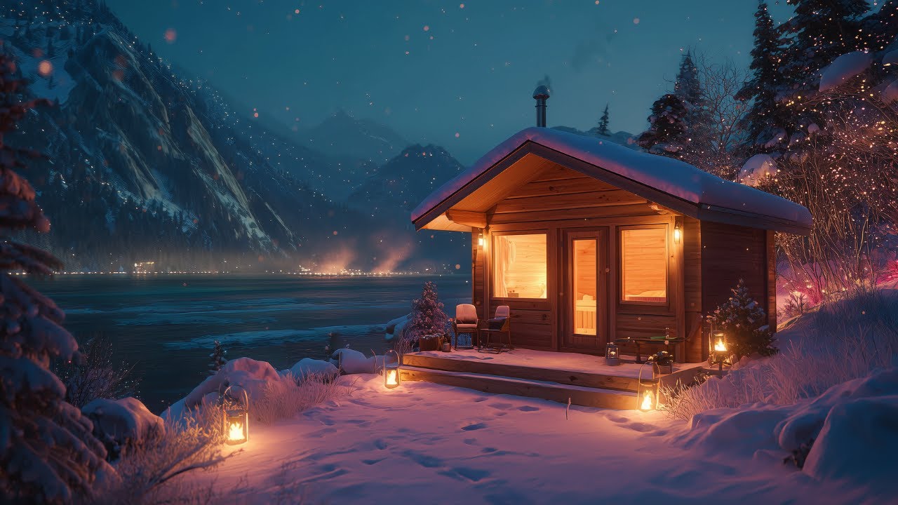 3 Hours of Cozy Winter Piano — Snowy Lakeside Sauna Ambience for Sleep & Relaxation