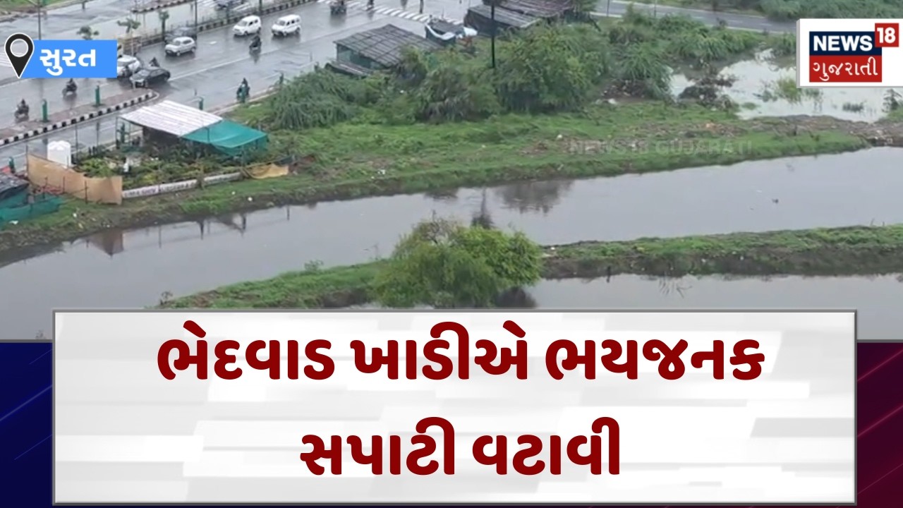 Surat Heavy Rain Update News | ભેદવાડ ખાડીએ ભયજનક સપાટી વટાવી  | Gujarati Samachar | News18 | N18V