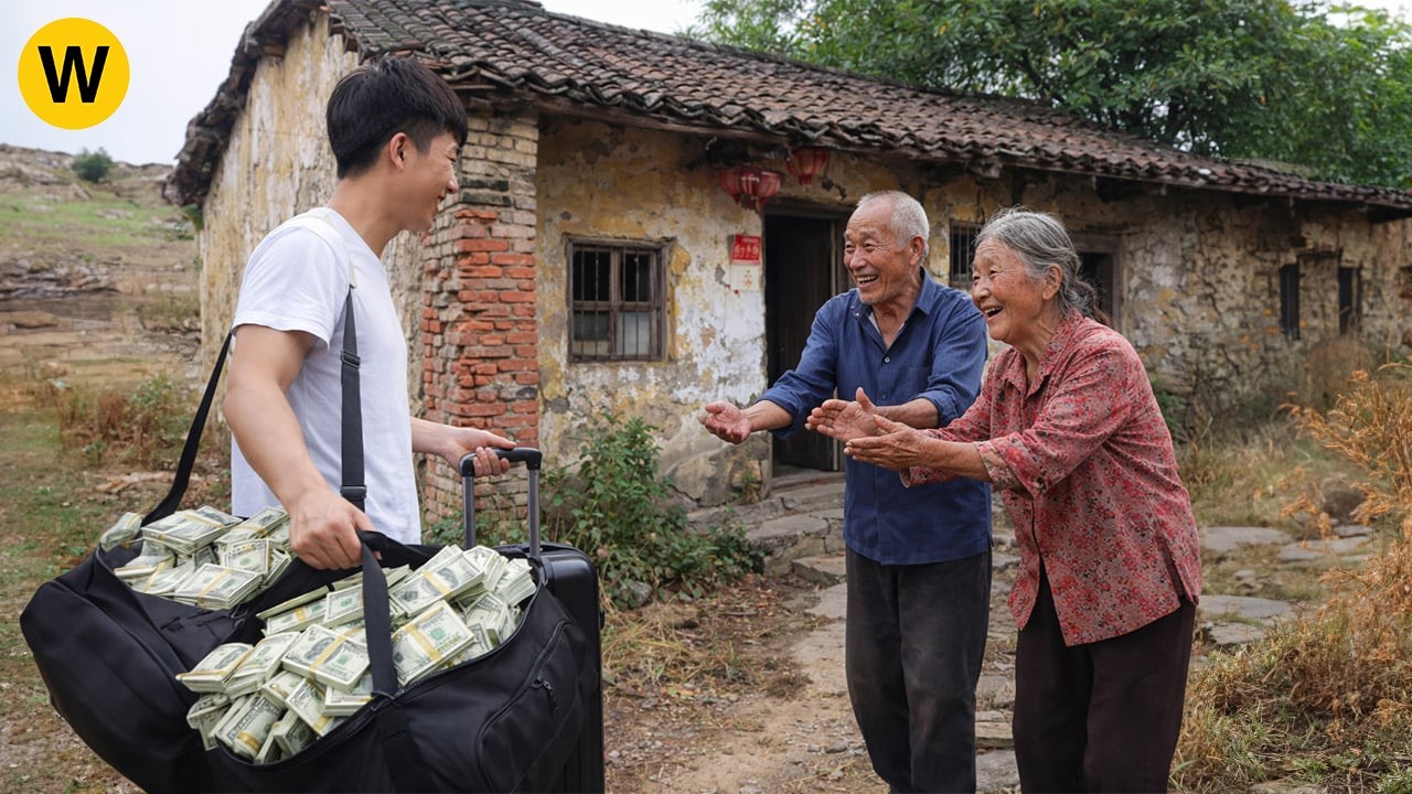 The grandson brought home $100,000 to renovate his grandparents' old house.
