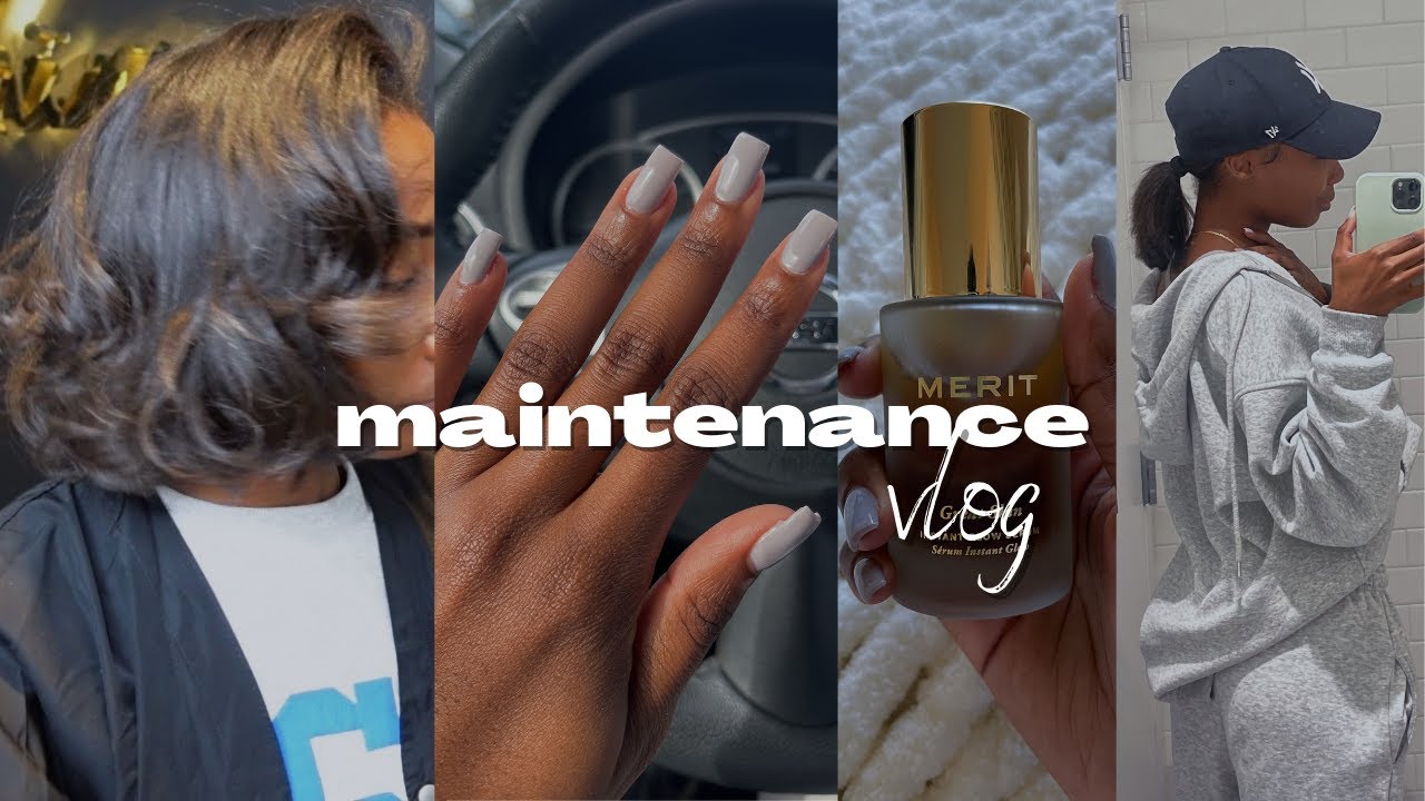 my first maintenance vlog! | silk press, skincare, nail appt | ft. merit beauty