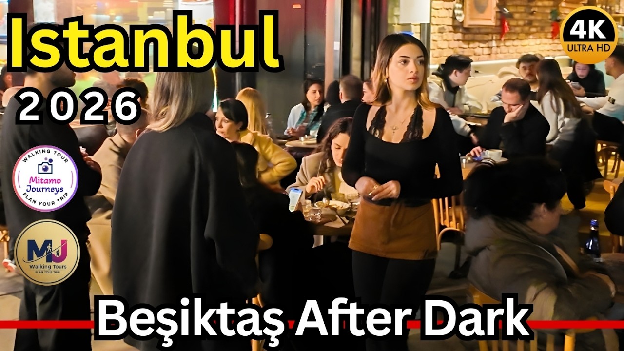 Istanbul Nightlife Walking Tour 4K | Beşiktaş Streets, Bars & Ferry Area