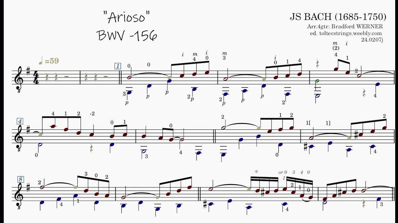 Bach BWV 156 arr.4gtr