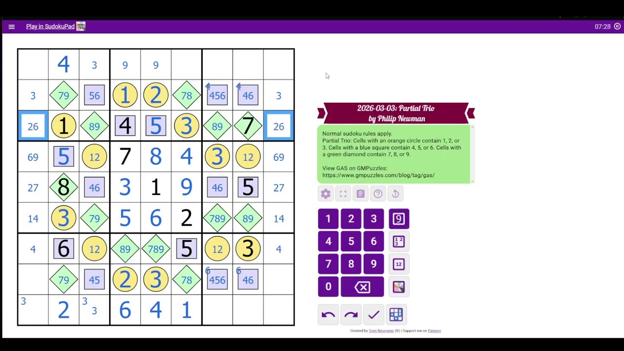 tempo do tempo. sudoku 03/03 - Partial Trio