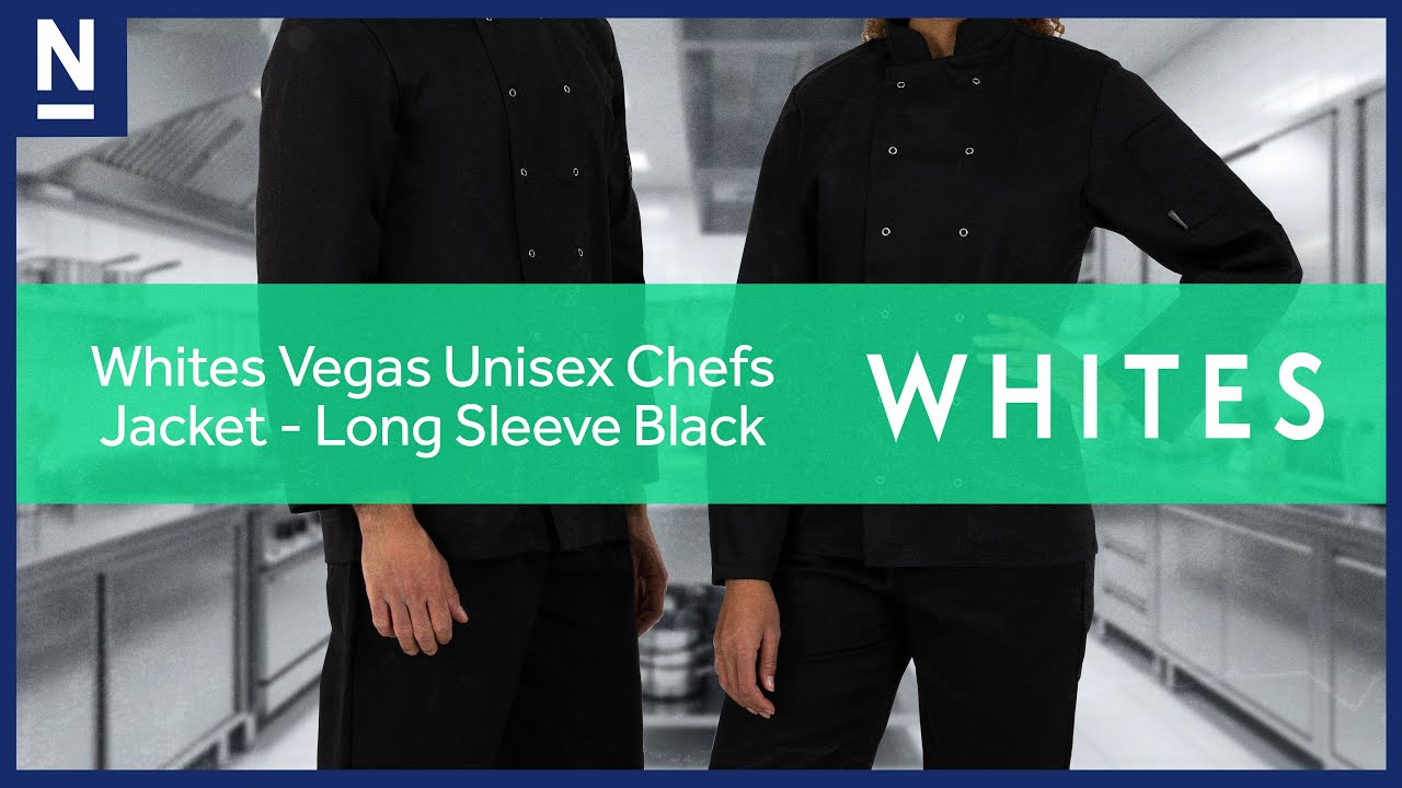 Whites Vegas Unisex Chefs Jacket Long Sleeve Black