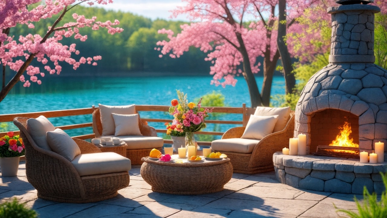 3 Hours of Calm Piano — Spring Lake Cottage & Warm Firelight