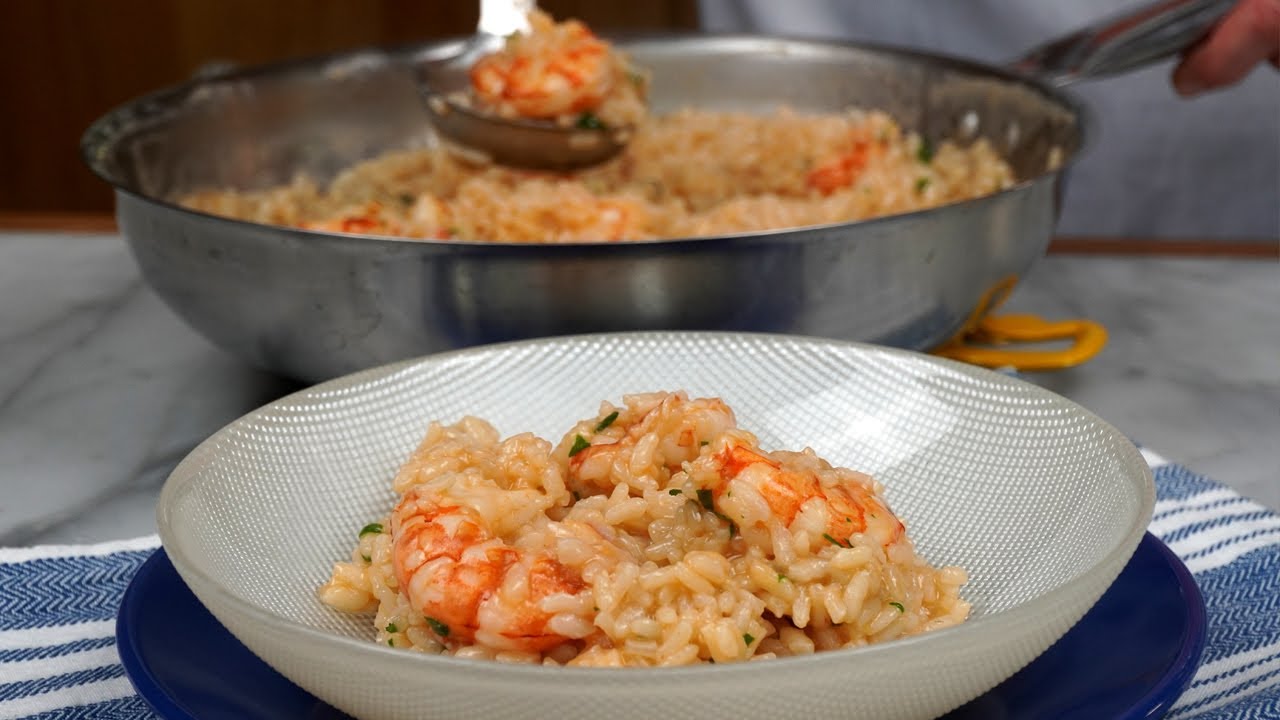Risotto ai Gamberi Argentini profumato e facile  - Risotto with Argentine Prawns with Lemon Scent