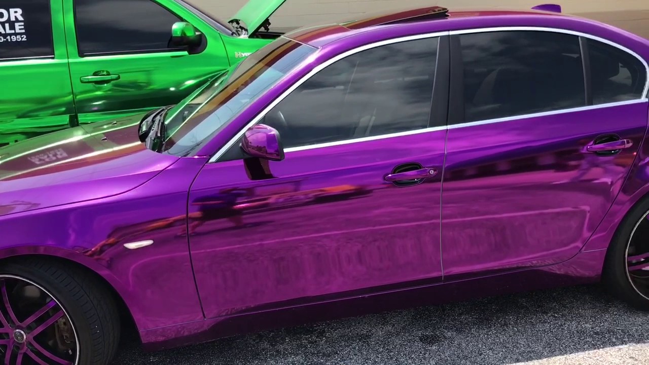 Chrome Purple BMW 530i wrap