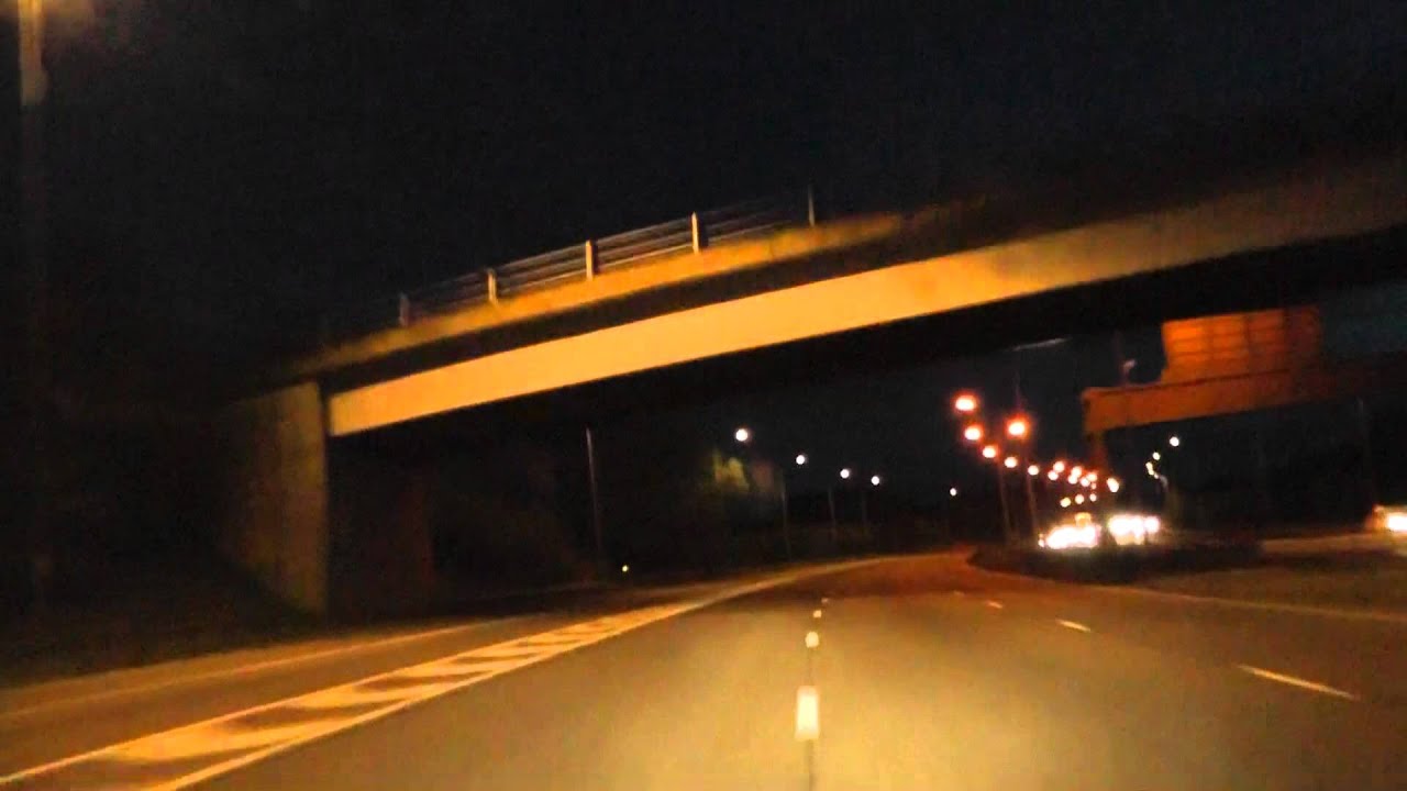 Driving At Night On The M5 Motorway From J0 (M6 Interchange) To J7 Worcester, England 6th May 2013