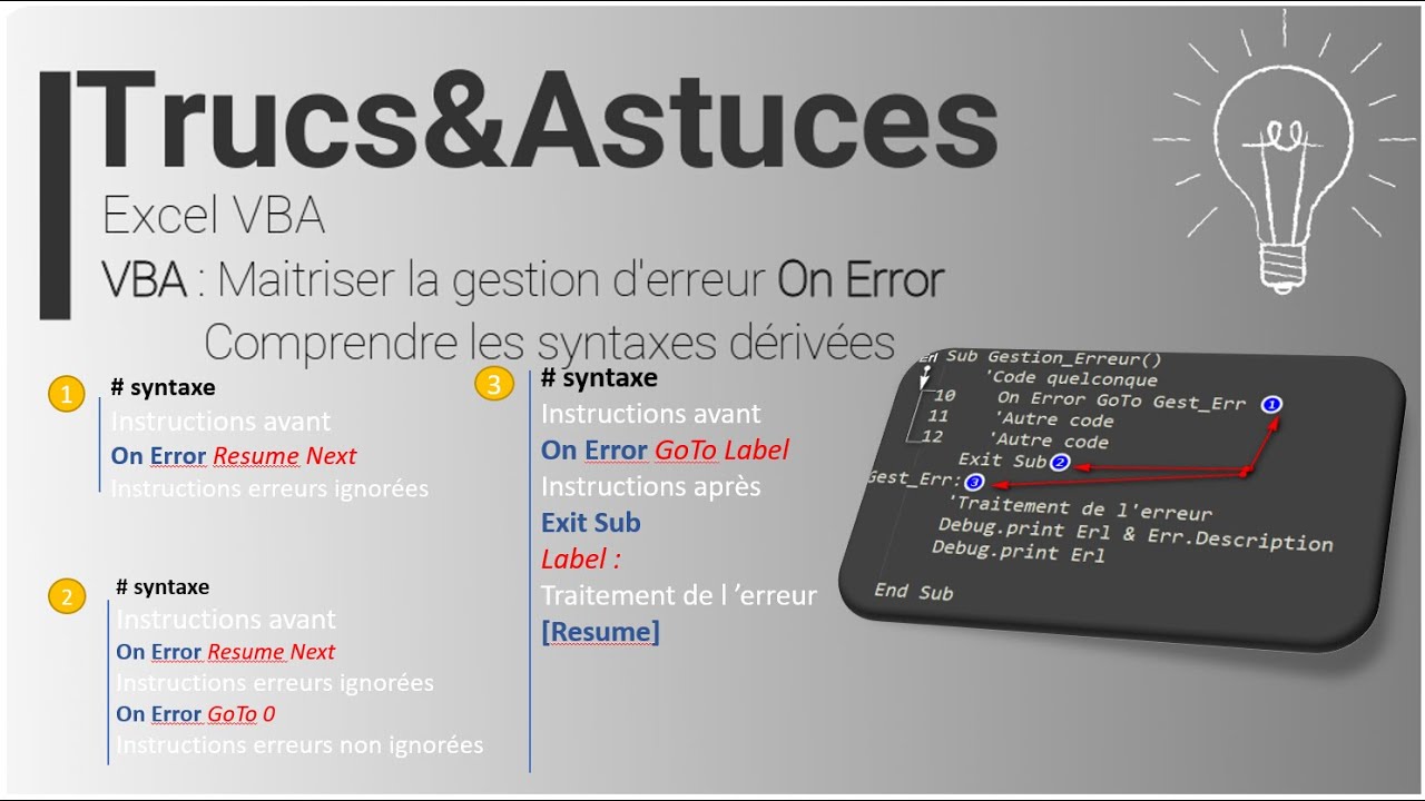Excel VBA Gestion d'erreur VBA