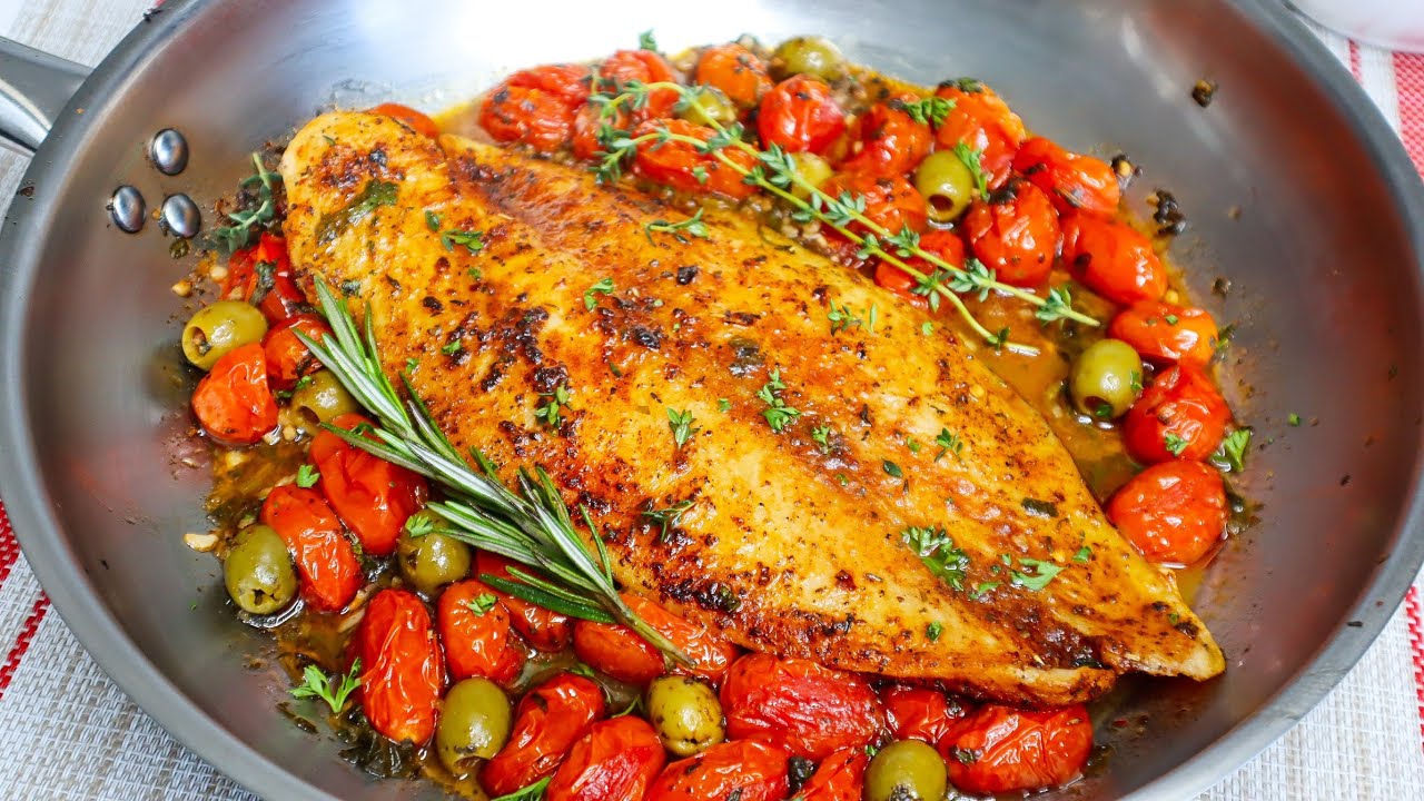 How To Make Pan-Seared & Baked Fish Fillet With Tomatoes & Olives