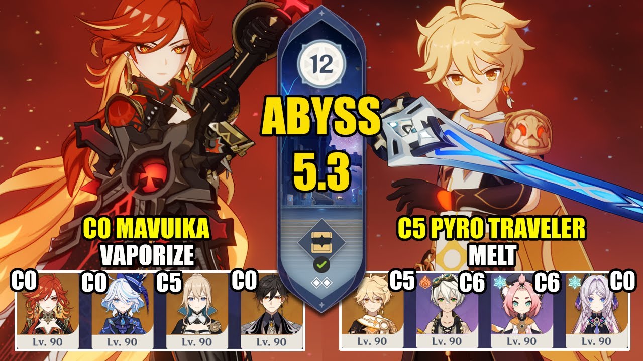 C0 Mavuika without Natlan Character & C5 Pyro Traveler Melt | Spiral Abyss 5.3 | Genshin Impact 【原神】