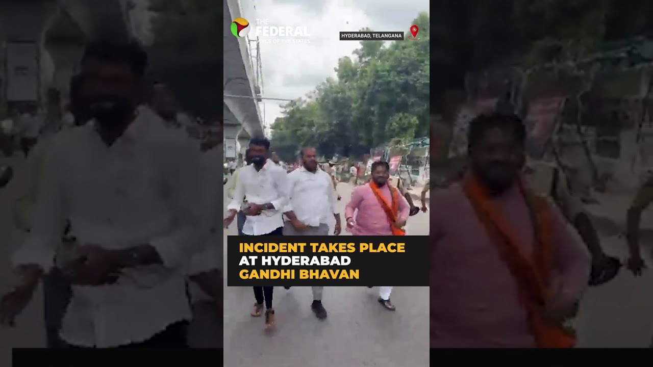 Hyderabad: BJYM workers hurl eggs at Congress office after protest against Shah | #shorts