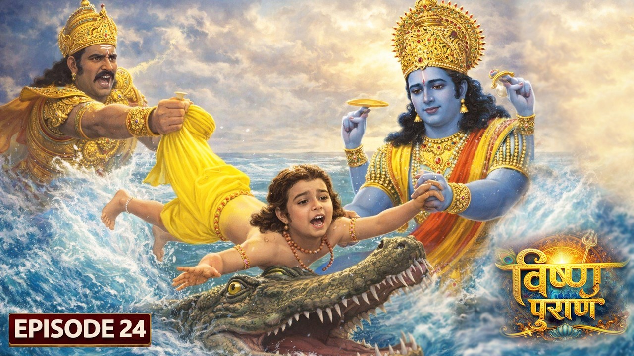 क्या भगवान् विष्णु प्रहलाद को मगर के भोजन बनने से बचा पाएंगे? | पौराणिक कथा | श्री हरि  कथा | Ep 24