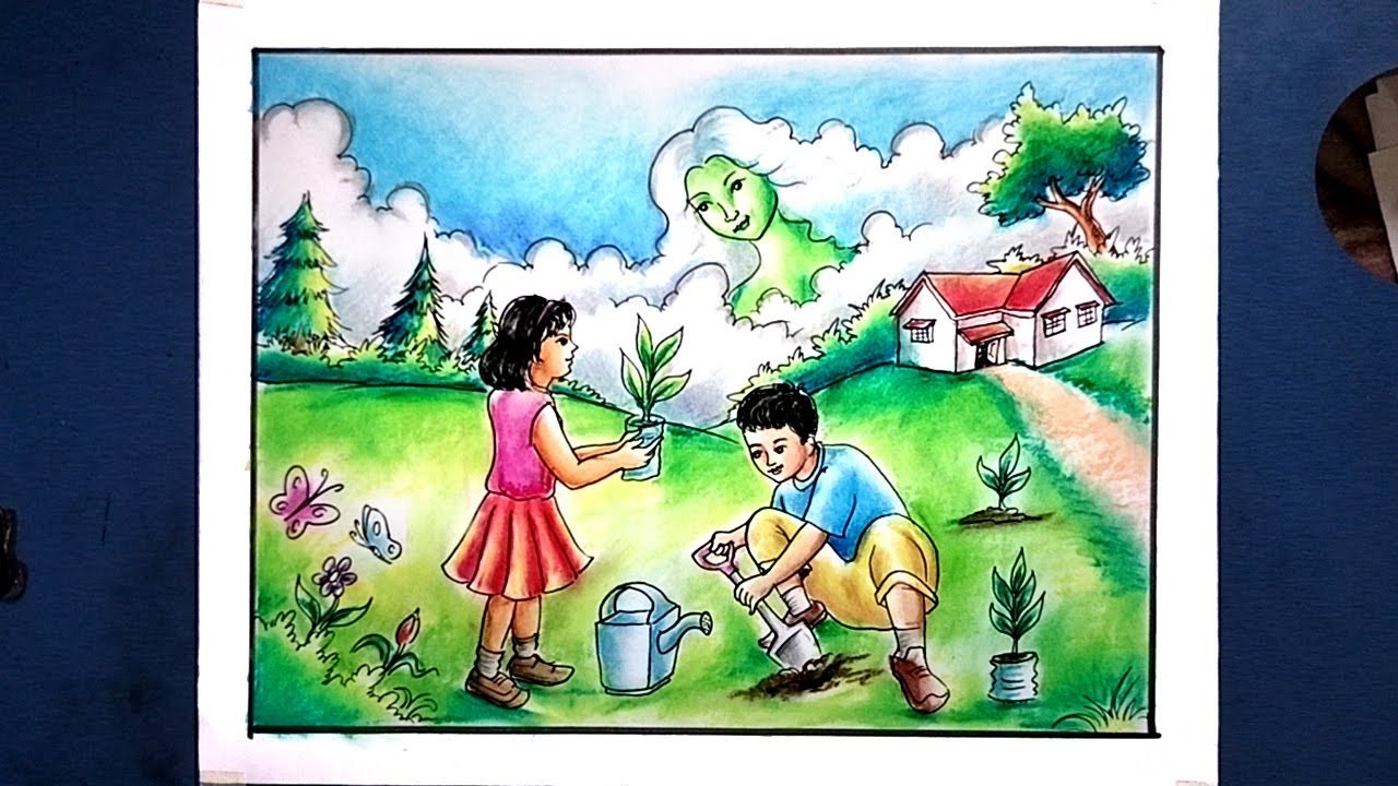 Ek ped maa ke naam | Van Mahotsav Drawing | Beautiful Drawing on Van Mahotsav | Save Nature Drawing