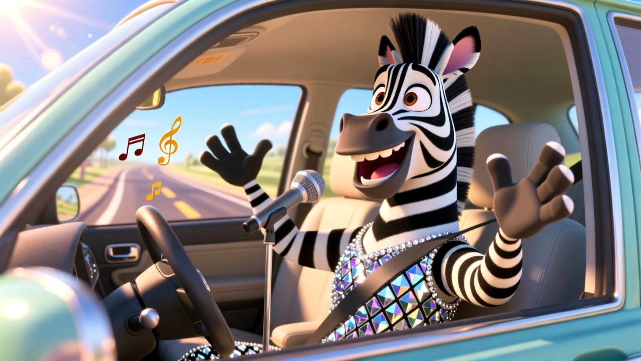 9  Zebra’s Wroom Wroom Car 🦓🚗 Fun Vehicle Song | Learn Cars & Sounds for KidsWroom Wroom Car