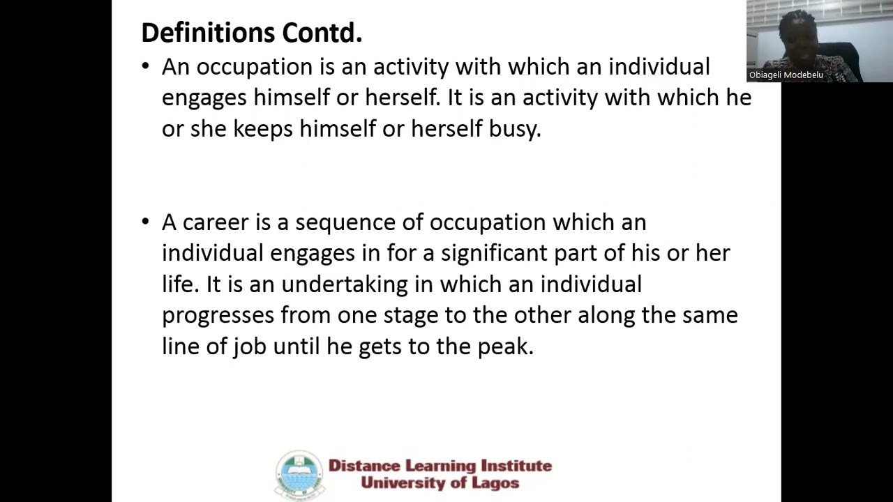 EDF 321 - Vocational Development in Guidance and Counselling
