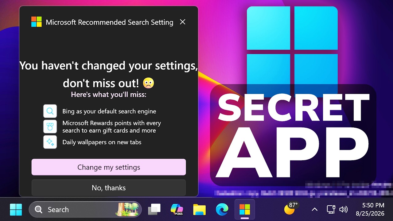 Новое секретное приложение для Windows 11 навязывает поиск Bing во всех браузерах