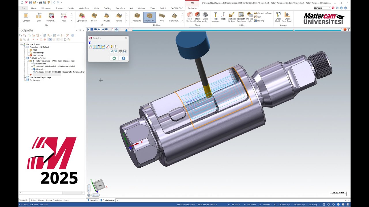 Mastercam2025 Rotary Advance Gelişmiş Döner Tabla Takımyolu