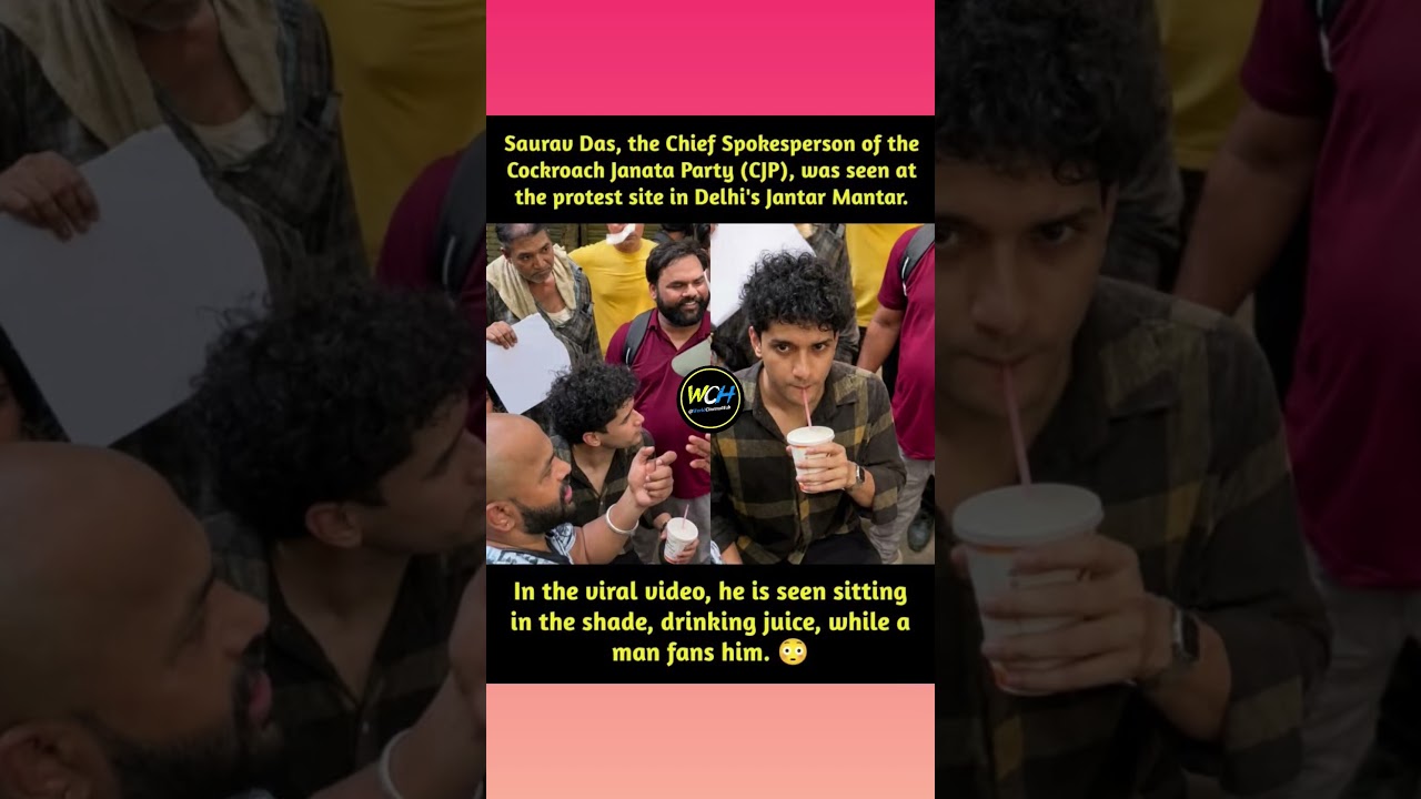 Saurav Das, the Chief Spokesperson of the Cockroach Janata Party (CJP), was spotted at the protest