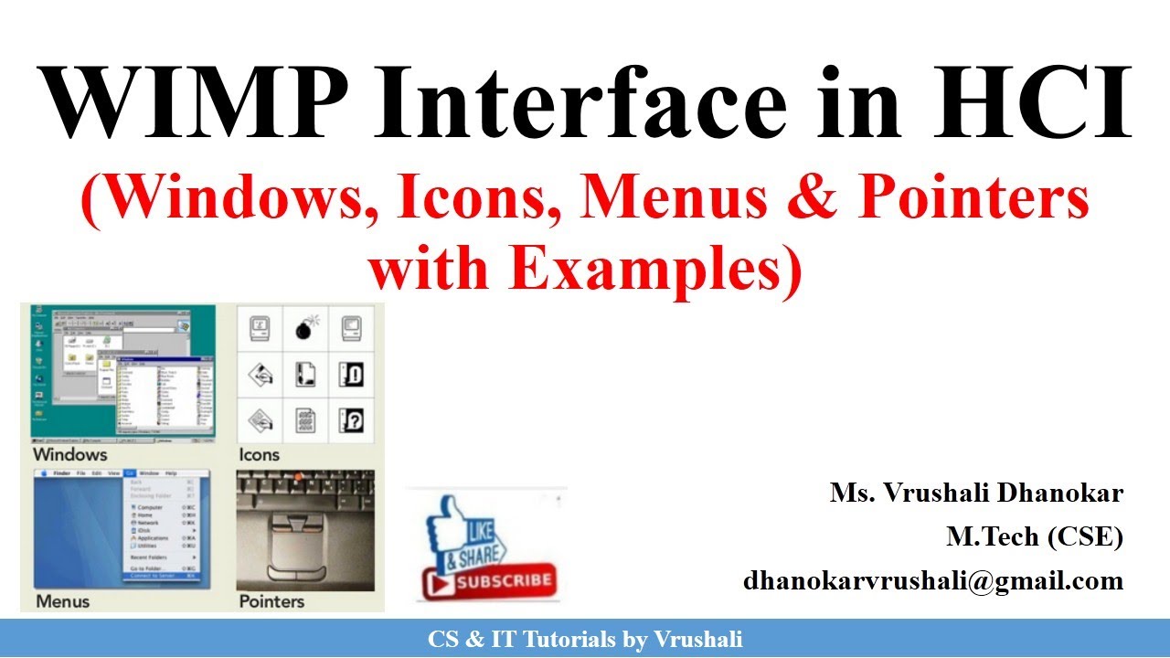 HCI 3.7 WIMP (Windows, Icons, Menus & Pointers) Interface with Examples | HCI