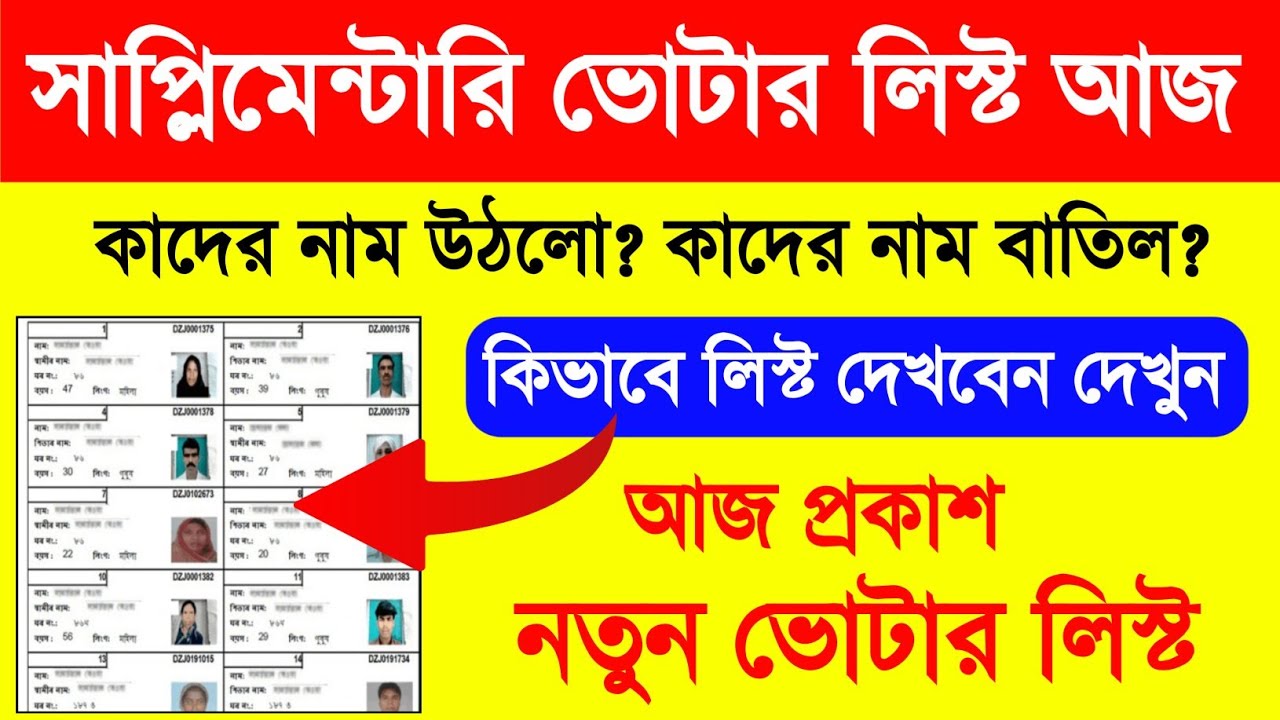 Supplementary Voter List Check 2026. SIR Supplementary List.New Voter List 2026.SIR Voter List Check