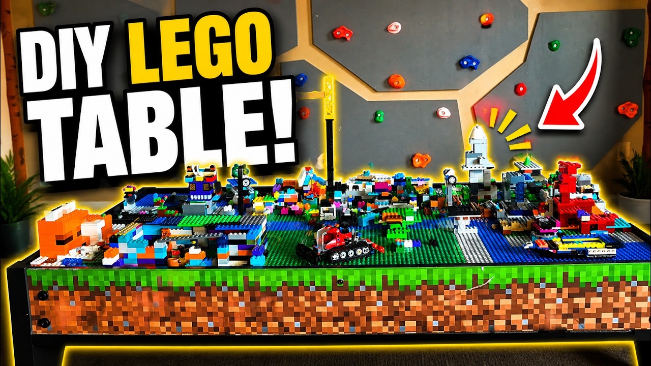 I BUILT a Minecraft LEGO TABLE for my kids - DIY LEGO TABLE