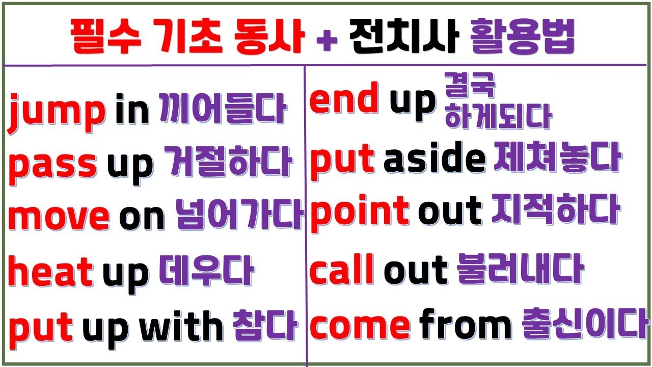 동사 + 전치사 / 10일 차 / 동사가 전치사를 만났을 때