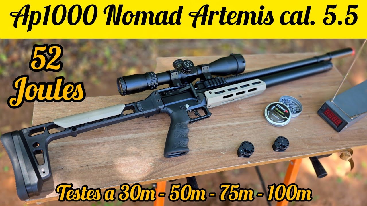 CARABINA PCP AP1000 NOMAD Cal. 5.5 Artemis -  Chumbo Rifle  Thunder  25,30gr  52 joules