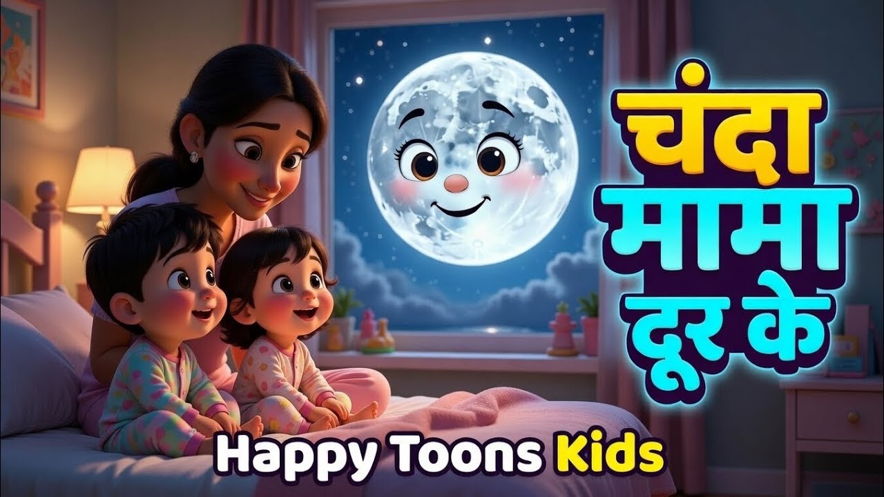 चंदा मामा दूर के 🌙 | Chanda Mama Door Ke Song | Hindi Nursery Rhymes | Kids Songs | Happy Toons Kids