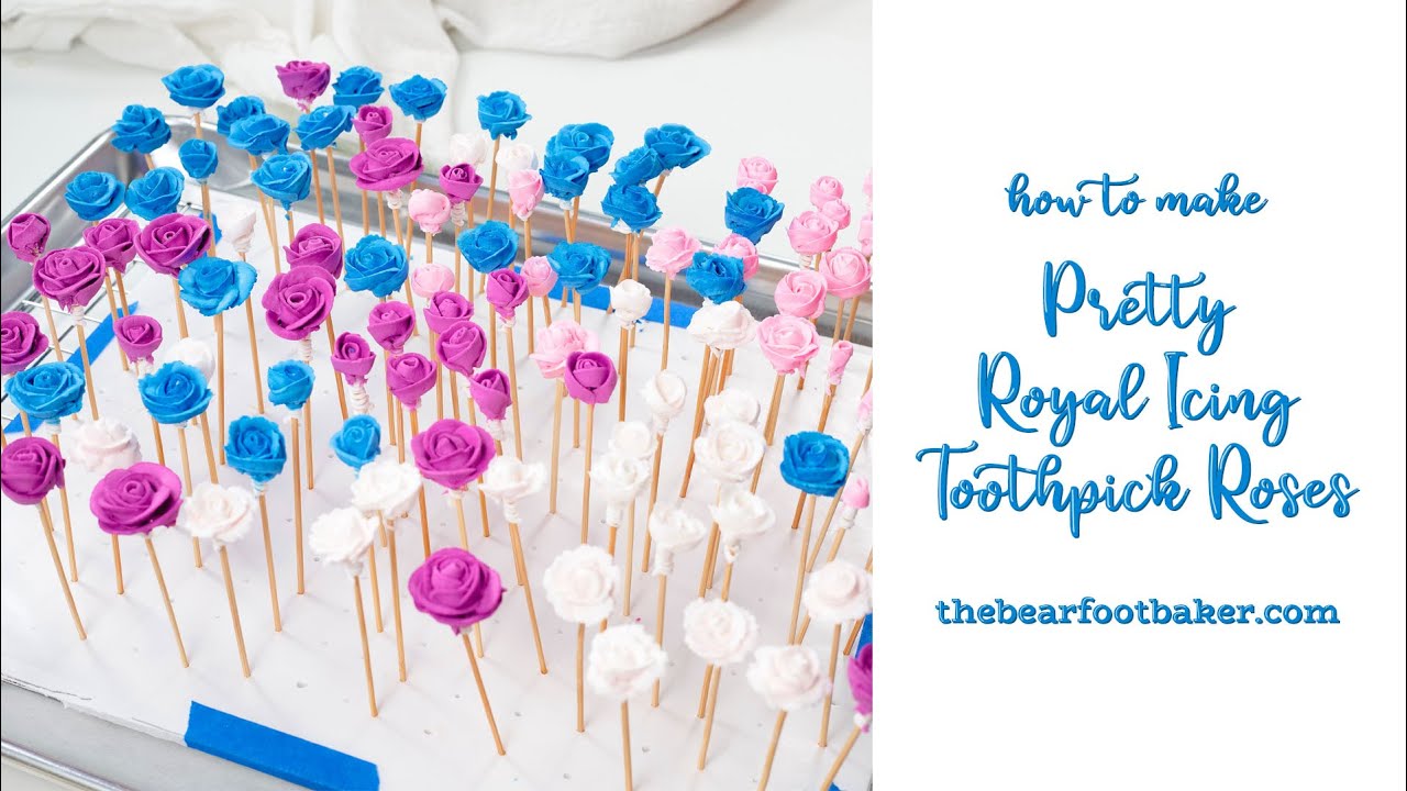 How to Make Pretty Royal Icing Toothpick Roses | The Bearfoot Baker