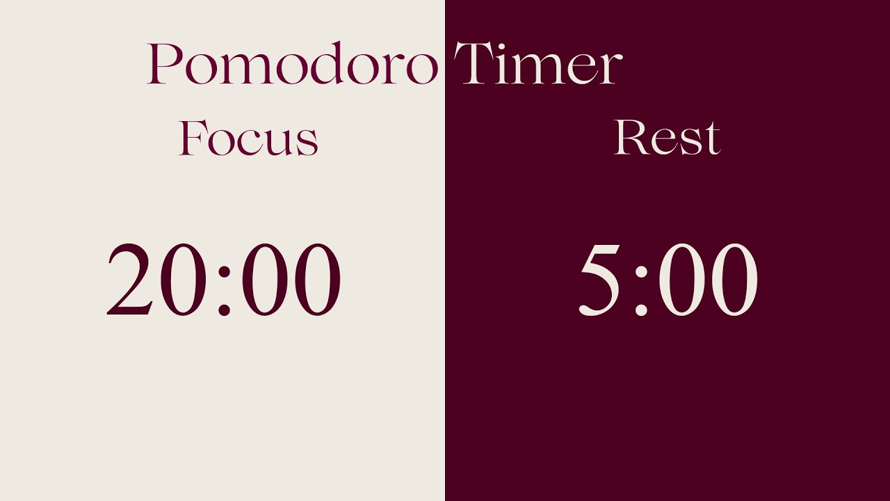 20/5 Pomodoro Timer | 2 hour focus session in mulberry purple | No music | Bell ring