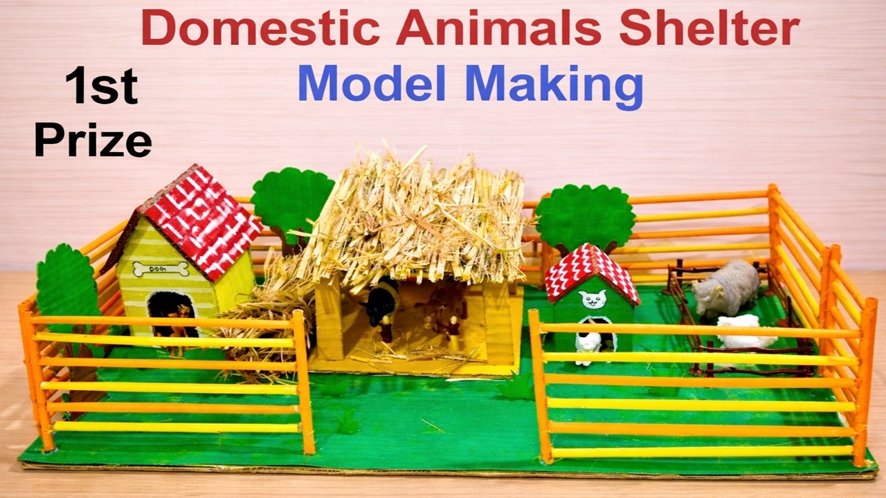 domestic animals shelter model making using cardboard and waste materials | diy | howtofunda