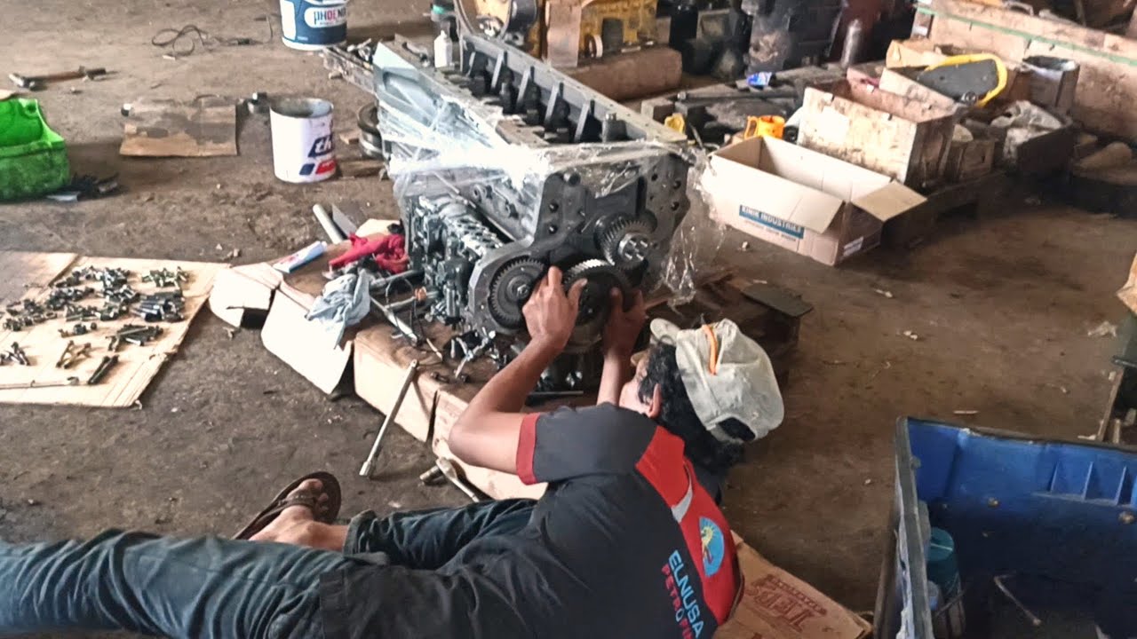 Proses pemasangan Timing gear Engine WEICHAI WP6G125E22@Banua Mekanikal