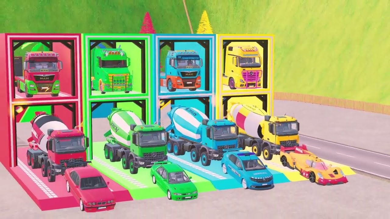 ALL MIXER TRUCK, POLICE CAR, LAMBORGHINI, TRANSPORT TO GARAGE - FS22