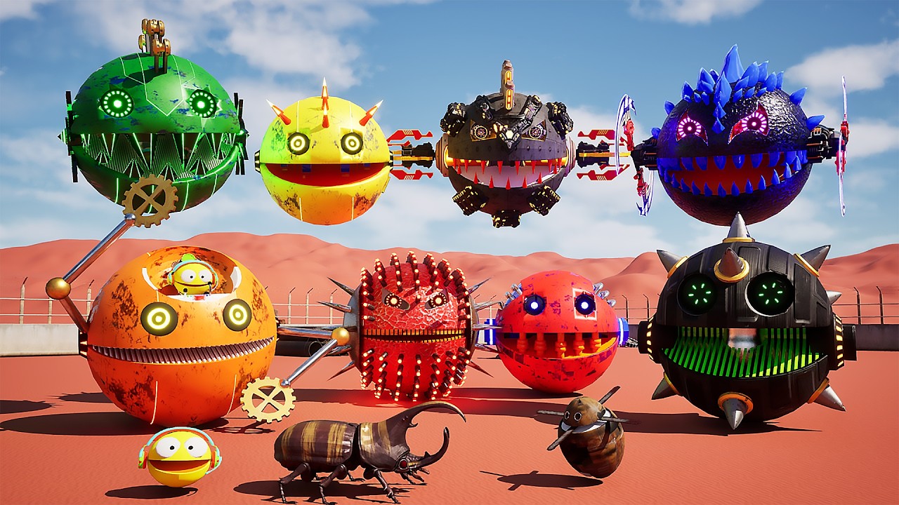 PACMAN - HEROES VS MONSTER ROBOTS  - BATTLEBOTS UNLEASHED #pacman #pacmanvspacman