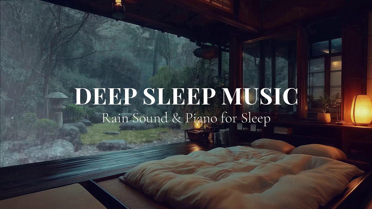 Sleep Peacefully with Rain and Piano — Warm Bedroom for Stress and Anxiety Relief