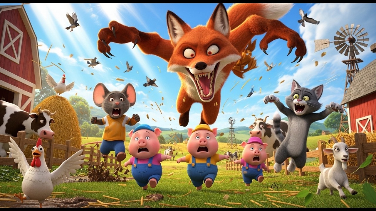 The Three Little Pigs vs The Wild Fox: An Epic Farm Adventure of Courage and Teamwork in English