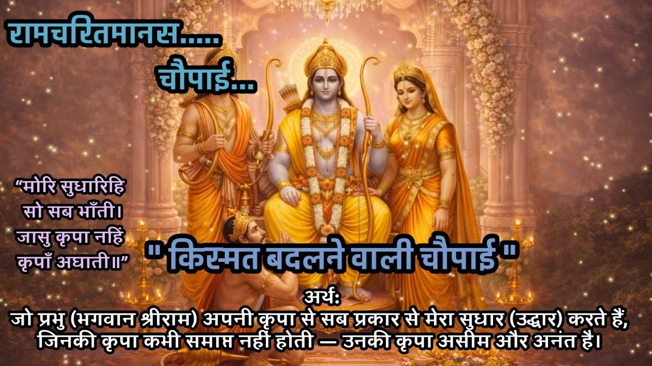 🌺मोरि सुधारिहि सो सब भाँती। जासु कृपा नहिं कृपाँ अघाती  🌿 Ram Charit Manas Chaupai