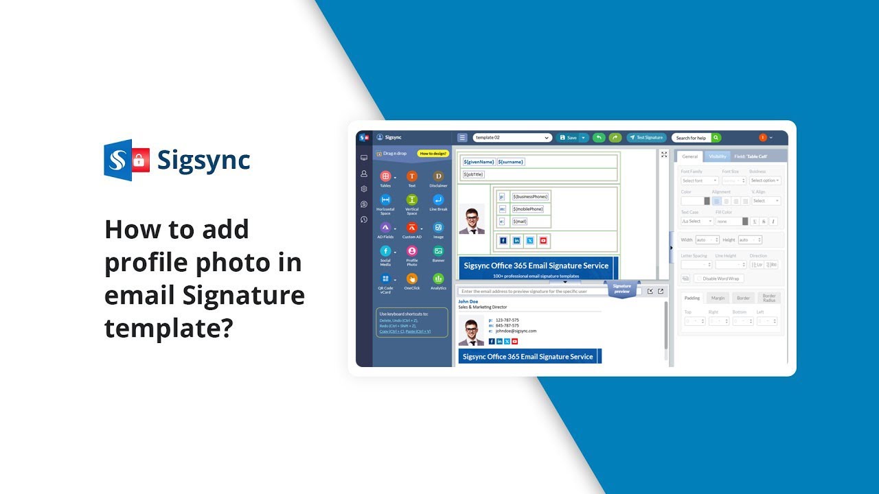 How to add a profile photo in an email Signature template?