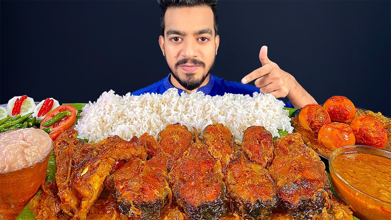 SPICY BIG FISH AND SPICY EGG CURRY WITH RICE EATING SHOW | 2KG FISH CURRY MUKBANG ASMR EATING SHOW
