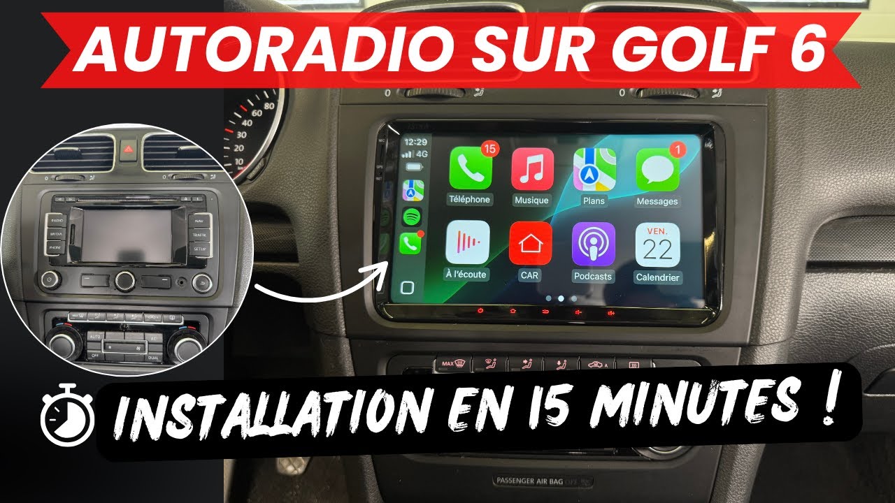 Installation Autoradio Android Golf 6 (2008-2016) avec CarPlay & Android Auto Sans Fil intégrés