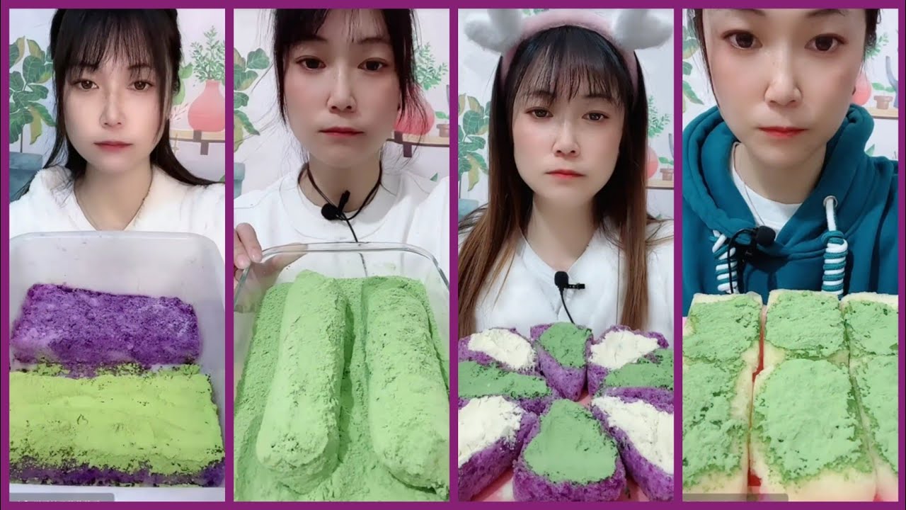 ASMR SPOONFULS, CHUNKS,ROLLED REFROZEN SHAVED ICE EATING WITH MATCHA & MILK POWDER