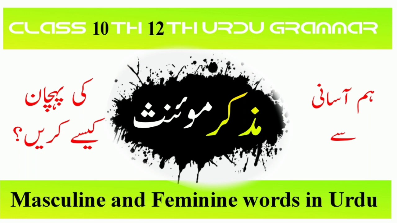 Urdu Grammar For All Urdu Students || مذکر اور موئنث کی پہچان || تذکیر و تانیث ||