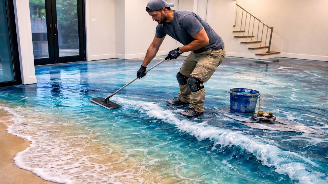 Amazing Ocean Wave Floor, DIY Artistic Epoxy Flooring #diy #art #epoxy 