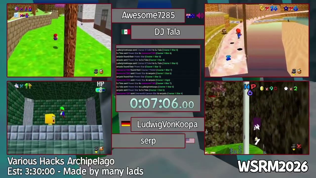 WSRM2026 - SM64 Archipelago by Awesome7285, DJ Tala, LudwigVonKoopa, and serp