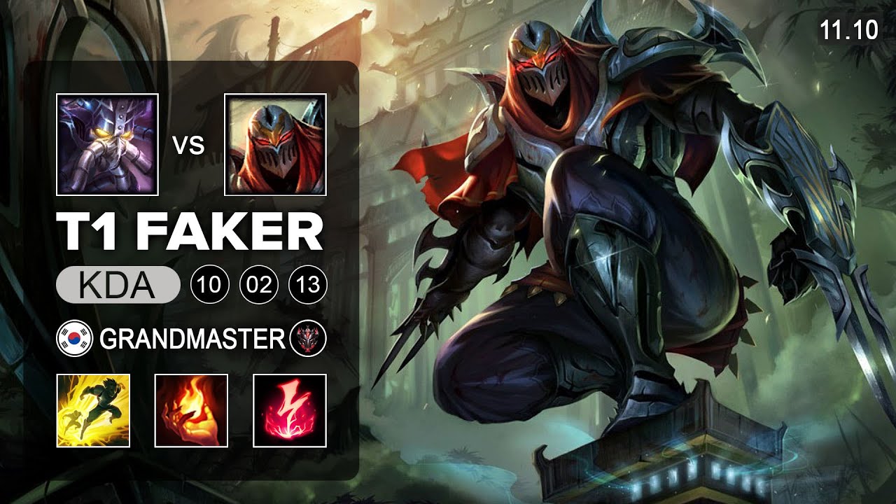 T1 Faker Zed Mid vs Kassadin - KR Grandmaster Patch 11.10