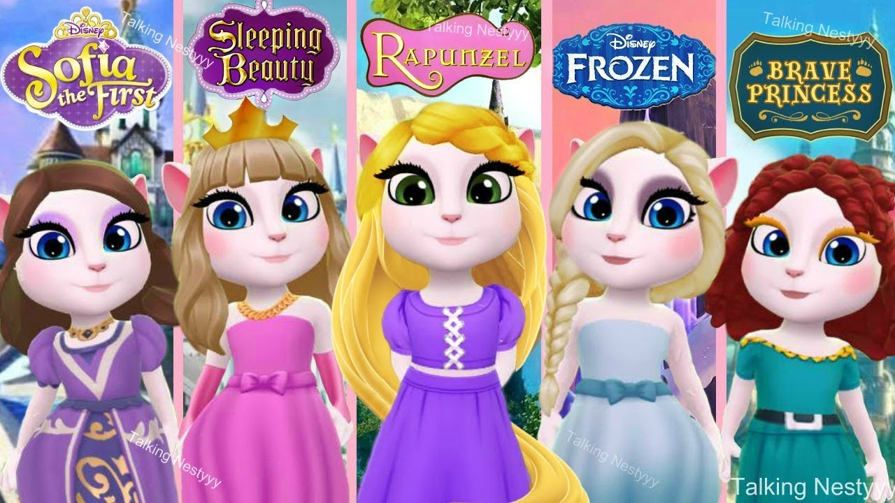 Disney Princesses Cosplay // My Talking Angela 2