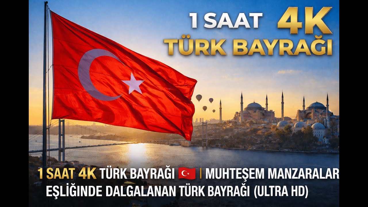 1 Saat 4K Türk Bayrağı 🇹🇷 | Muhteşem Manzaralar Eşliğinde Dalgalanan Türk Bayrağı (Ultra HD)