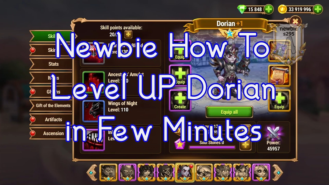 Newbie How To Level / Build UP Dorian in Few Minutes, The Cheapest Vampirism Healer in Hero Wars