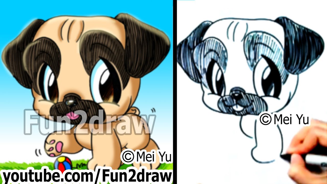 Pug puppy - How to Draw a Dog - Fun Things to Draw - Fun2draw | Online Drawing Courses